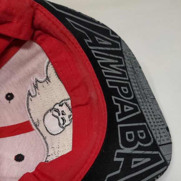 MG Men's Snapback Hat Red Embroidered Big Logo Print Bill Tampa Bay Buccaneers - Picture 7 of 8